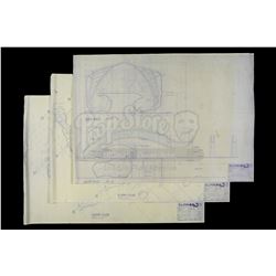 Lot #114 - BATMAN FOREVER (1995) - Set of Three Batcave Floor Plan Blueprints