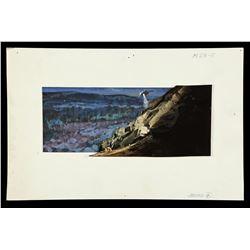 Lot #174 - CLOSE ENCOUNTERS OF THE THIRD KIND (1977) - Hand-Painted Devil's Tower Base Shot Concept