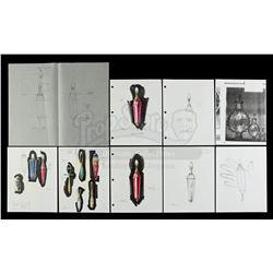 Lot #198 - DEATH BECOMES HER (1992) - Set of Hand-Drawn Potion Vial Designs by John Bell