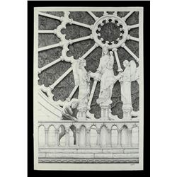 Lot #347 - HUNCHBACK OF NOTRE DAME, THE (1923) - Hand-Drawn Quasimodo (Lon Chaney) Cathedral Poster