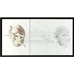 Lot #416 - JUMANJI (1995) - Two Hand-Drawn Sketches of Peter Shepherd's (Bradley Pierce) Monkey Tran