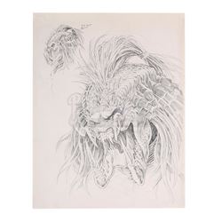 Lot #536 - PREDATOR 2 (1990) - Hand-Drawn Concept Art of Predator