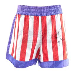 Lot #571 - ROCKY V (1990) - Tommy Gunn's (Tommy Morrison) Autographed Boxing Trunks