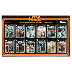 Lot #691 - STAR WARS: A NEW HOPE (1977) - Set of 12 Vintage Kenner Action Figures in Custom Frame