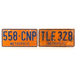 Lot #782 - SUPERMAN (VARIOUS PRODUCTIONS, 1978-1987) - Pair of Metropolis Car License Plates
