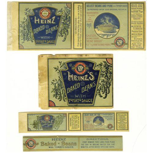 "Six Heinz ""Baked Beans"" Labels.