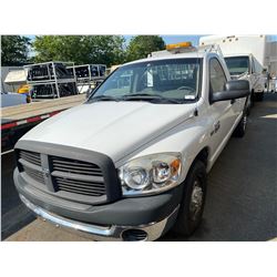 2007 DODGE RAM 2500HD, 2DR PU, WHITE, VIN # 3D7KR26D17G811192