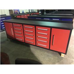 BRAND NEW STEELMAN 10FT RED 15 DRAWER AND 2 DOOR WORK BENCH