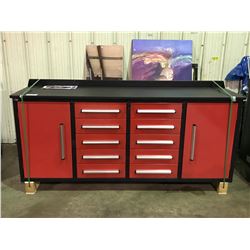 BRAND NEW STEELMAN 7FT RED 10 DRAWER AND 2 DOOR WORK BENCH