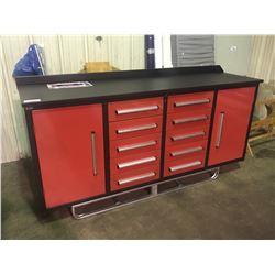 BRAND NEW STEELMAN 7FT RED 10 DRAWER AND 2 DOOR WORK BENCH