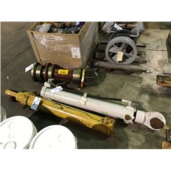 2 LARGE INDUSTRIAL HYDRAULIC CYLINDERS & PINION AND SHAFT ASSEMBLY