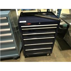 BLUE QUIET GLIDE 6 DRAWER MOBILE TOOL CABINET & CONTENTS