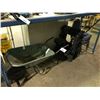 Image 1 : WHEEL BARROW, STOOL, STACKING CHAIRS & FOLDING SAW HORSES