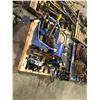 Image 1 : PALLET OF ASSORTED POWER TOOLS, ROD OVEN, BENCH VISE, PIPE WRENCHES, CLAMPS & TIGER TORCH