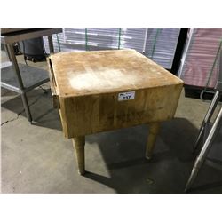 LARGE COMMERCIAL 30"W X 30"L X 29"H BUTCHER BLOCK TABLE