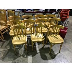 SET OF 11 LIGHT WOOD CURVED BACK SIDE CHAIRS