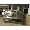 Image 1 : STAINLESS STEEL COMMERCIAL RANGE HOOD, 2 BAY SINK, MOBILE EQUIPMENT STAND AND SHELVING