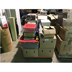 PALLET OF ASSORTED STORAGE LOCKER JARS & PLANTPOTS BINS AND MISC.