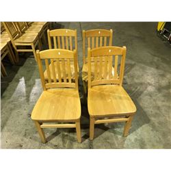 SET OF 4 LIGHT WOOD SIDE CHAIRS