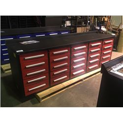 BRAND NEW STEELMAN 10FT RED 25 DRAWER WORK BENCH ( SOME SHIPPING DAMAGE TO TOP & DRAWERS )