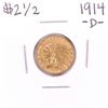 Image 1 : 1914-D $2 1/2 Indian Head Quarter Eagle Gold Coin