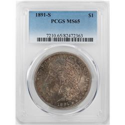 1891-S $1 Morgan Silver Dollar Coin PCGS MS65