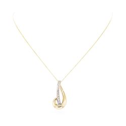 14KT Yellow and White Gold 0.40 ctw Diamond Freeform Pendant with Chain