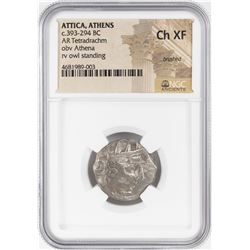 393-294 BC Attica Athens AR Tetradrachm Athena Owl Coin NGC Choice XF