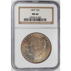 1879 $1 Morgan Silver Dollar Coin NGC MS64 Nice Toning