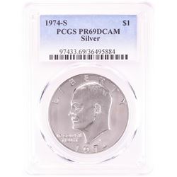 1974-S $1 Proof Eisenhower Silver Dollar Coin PCGS PR69DCAM
