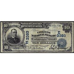 1902DB $10 Citizens NB of Washington, PA CH# 3383 National Currency Note