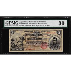 1888 Argentina Dos Peso Banco de La Provincia Bank Note PMG Very Fine 30