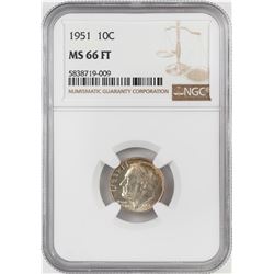 1951 Roosevelt Dime Coin NGC MS66FT