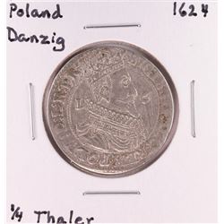 1624 Poland Danzig 1/4 Thaler Silver Coin