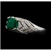 Image 2 : 18KT White Gold 1.20 ctw Emerald and Diamond Ring