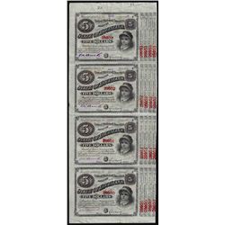 Uncut Sheet of (4) State of Louisiana Baby Bond Obsolete Notes
