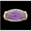 Image 1 : 14KT Yellow Gold Ladies 0.10 ctw Diamond and Lavender Jade Ring