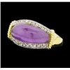 Image 2 : 14KT Yellow Gold Ladies 0.10 ctw Diamond and Lavender Jade Ring