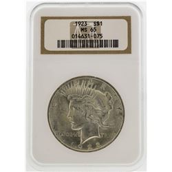 1923 $1 Peace Silver Dollar Coin NGC MS65