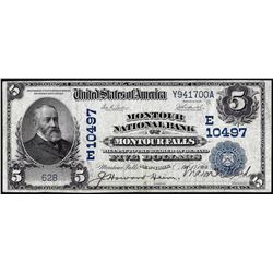 1902DB $5 Montour NB of Montour Falls, New York CH# 10497 National Currency Note