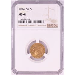 1914 $2 1/2 Indian Head Quarter Eagle Gold Coin NGC MS61