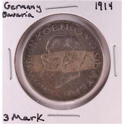 1914 Germany Bavaria 3 Mark Silver Coin