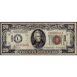 1934A $20 Hawaii WWII Emergency Issue Federal Reserve Note