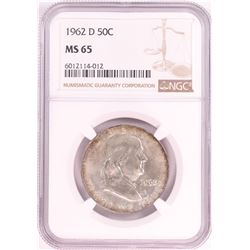 1962-D Franklin Half Dollar Coin NGC MS65