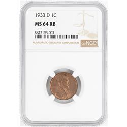 1933-D Lincoln Wheat Cent Coin NGC MS64RB