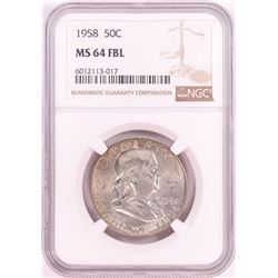 1958 Franklin Half Dollar Coin NGC MS64FBL