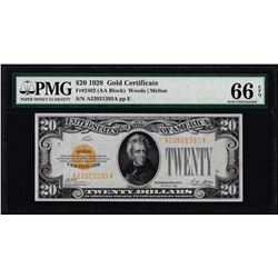 1928 $20 Gold Certificate Note Fr.2402 PMG Gem Uncirculated 66EPQ