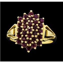 14KT Yellow Gold Ladies 1.00 ctw Ruby Cluster Ring