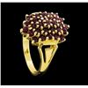 Image 4 : 14KT Yellow Gold Ladies 1.00 ctw Ruby Cluster Ring