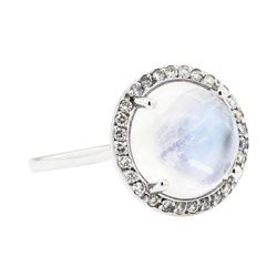 14KT White Gold 4.82 ctw Moonstone and Diamond Ring